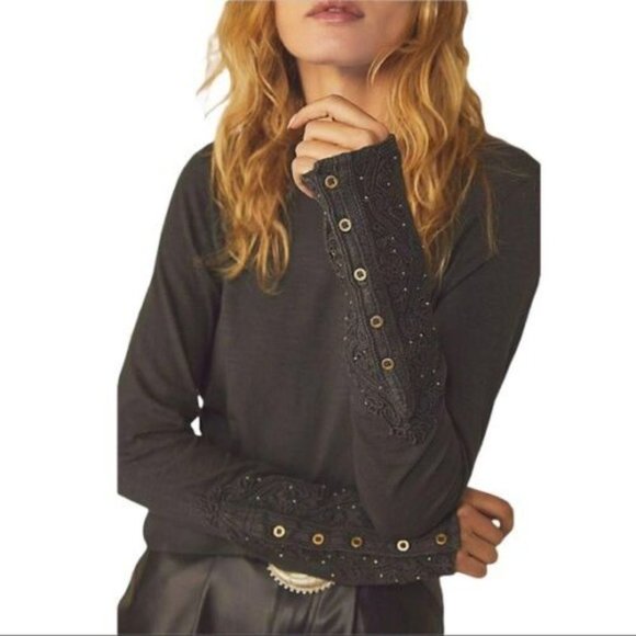 Free People Tops - Free People Hooked On You Turtleneck Black Top